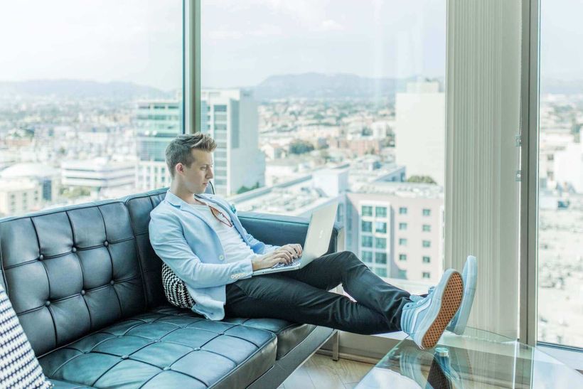 man on video call