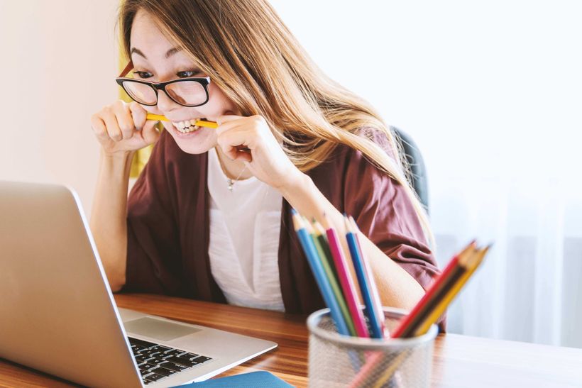frustrated lady at computer