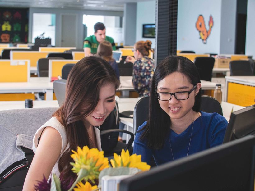 Young people at work