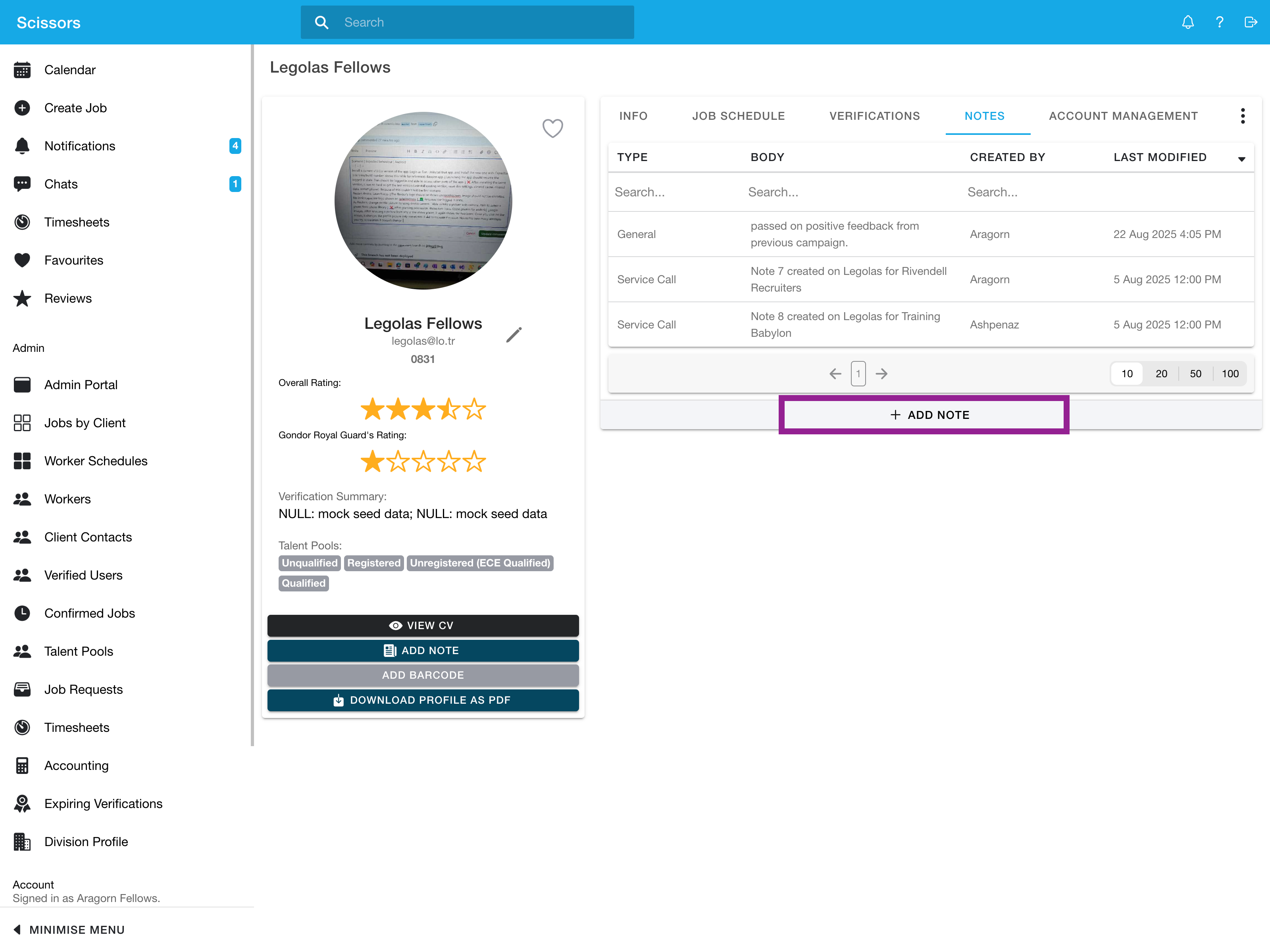 Adding notes to a client's profile 1 Adding notes to a client's profile 1