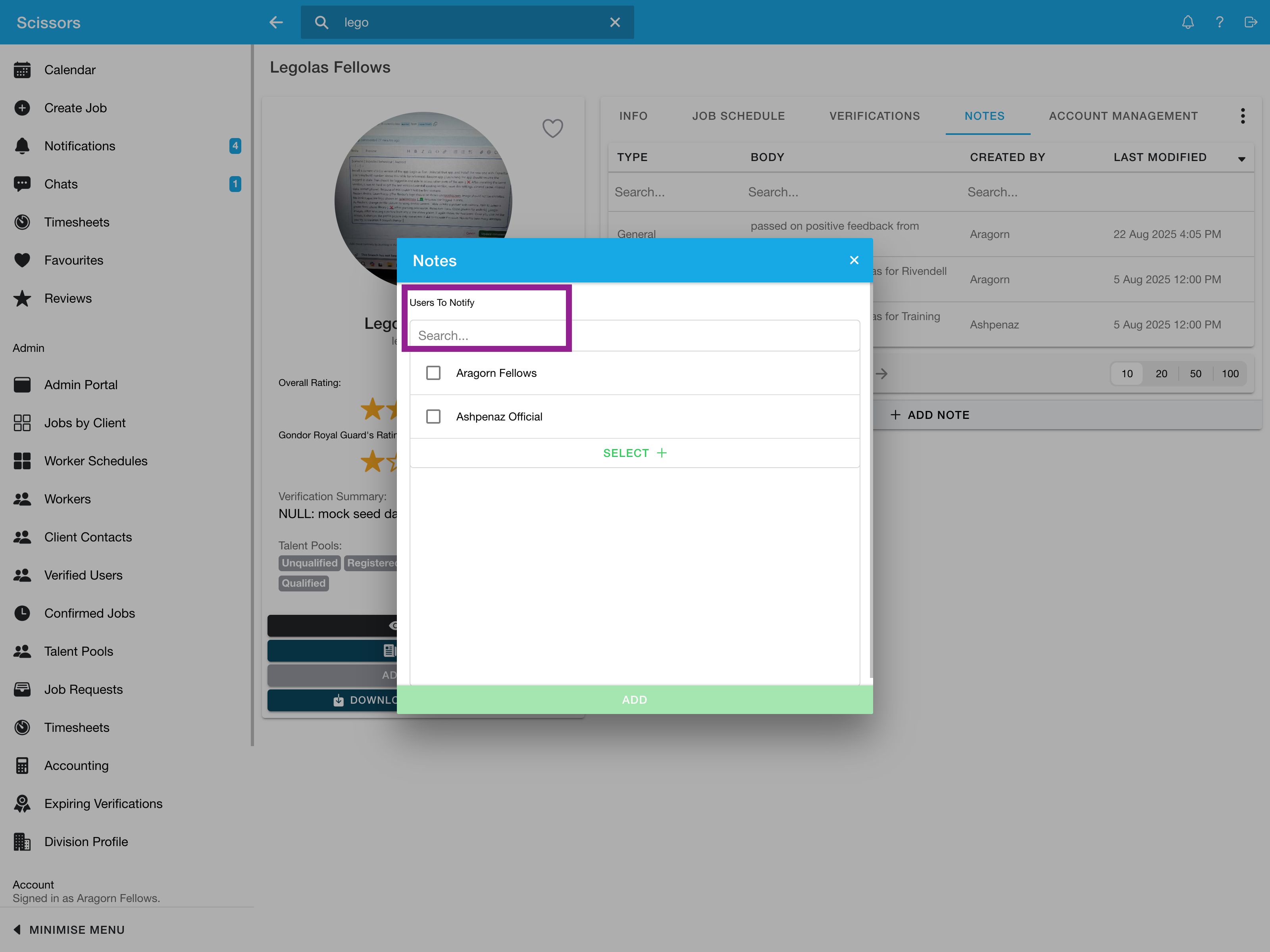 Adding notes to a worker's profile 2 Adding notes to a worker's profile 2