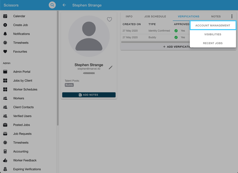 Changing a user's role type 3