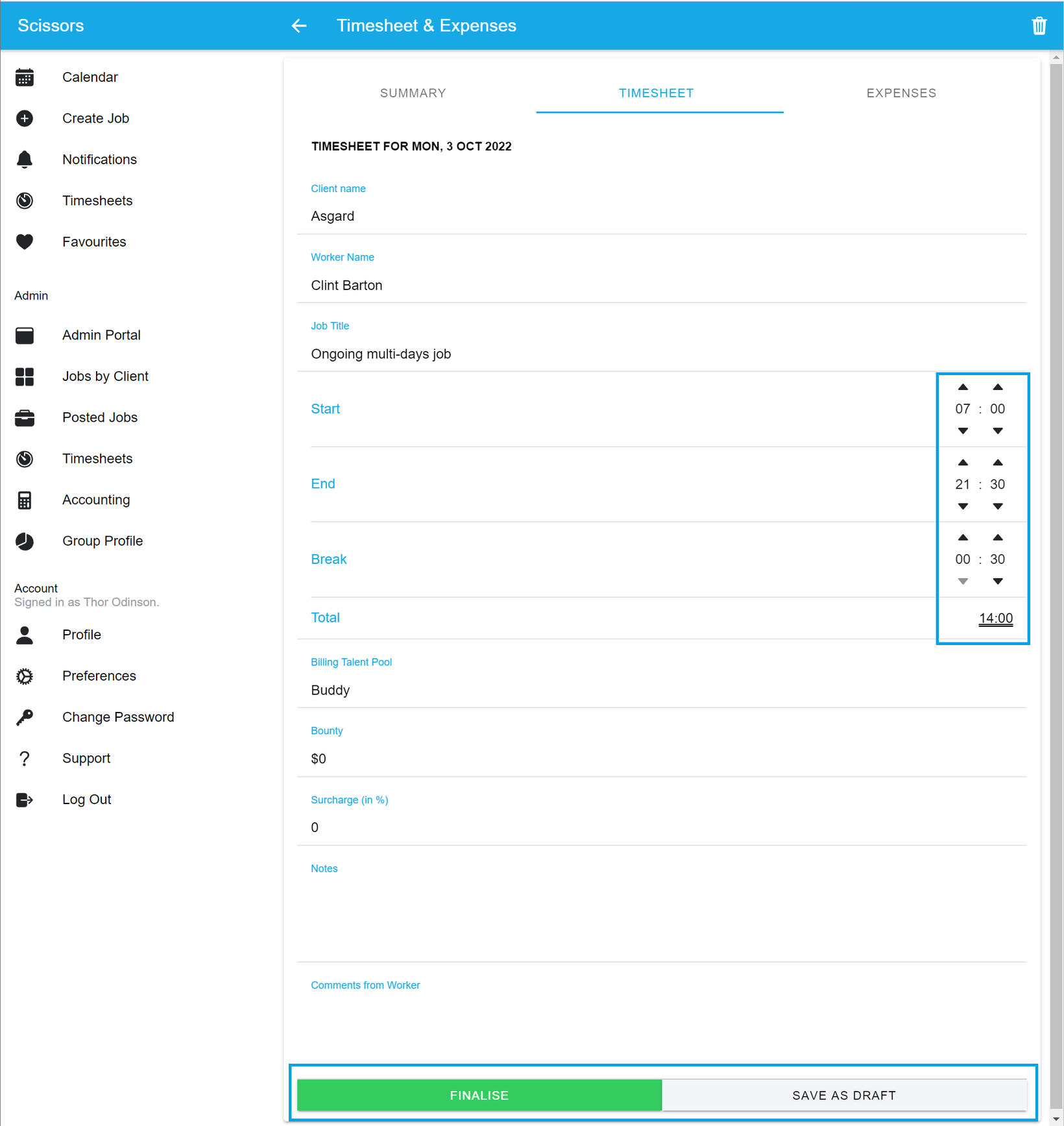 Confirming workers’ timesheets and expense claims as a client 2