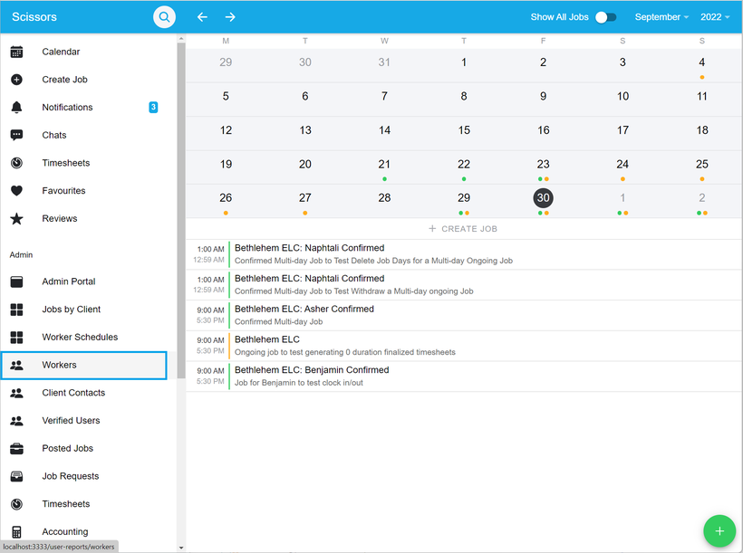 Editing unavailability on behalf a worker 1