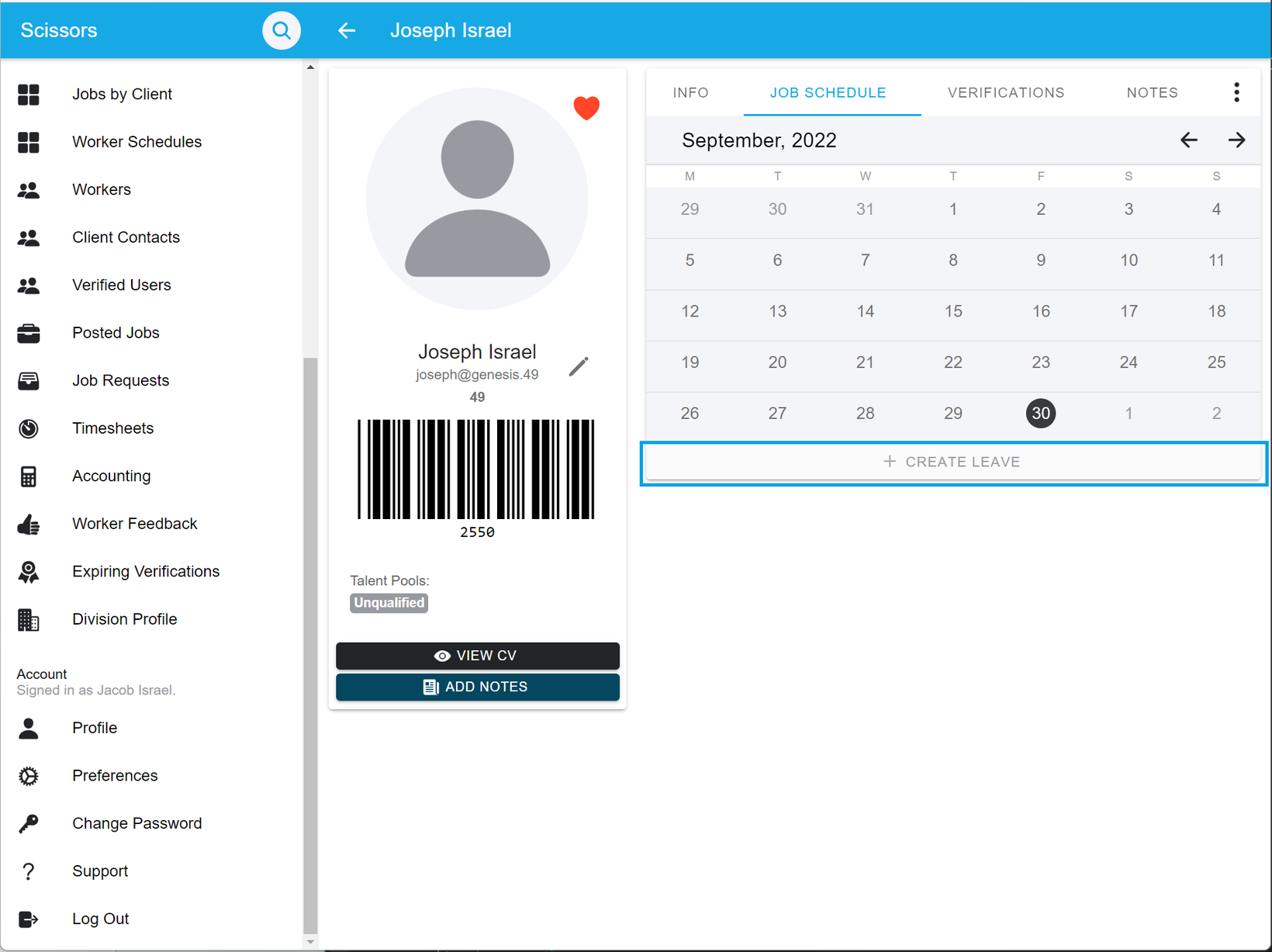 Editing unavailability on behalf a worker 3