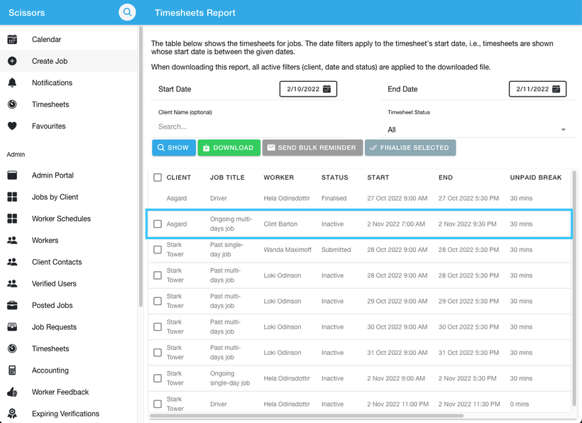 Finalising workers’ timesheets and expense claims 1