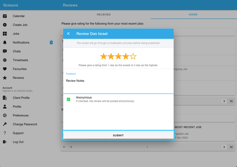 Giving feedback to a worker as a client 3