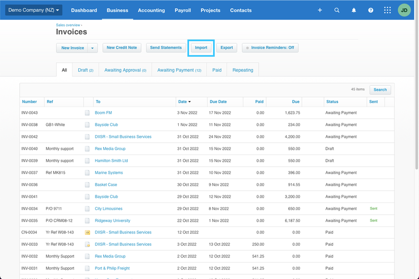 Importing accounting data into Xero for invoicing 5