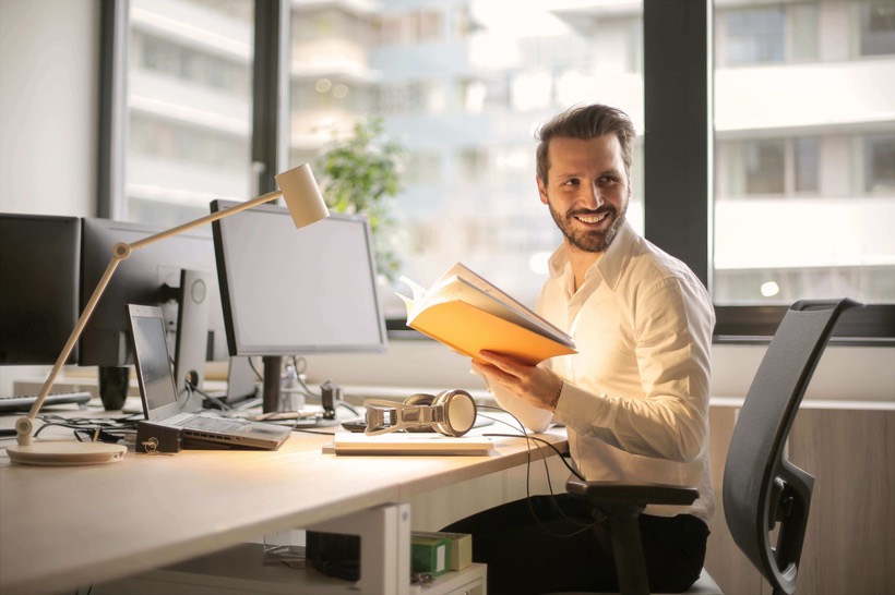 man at desk