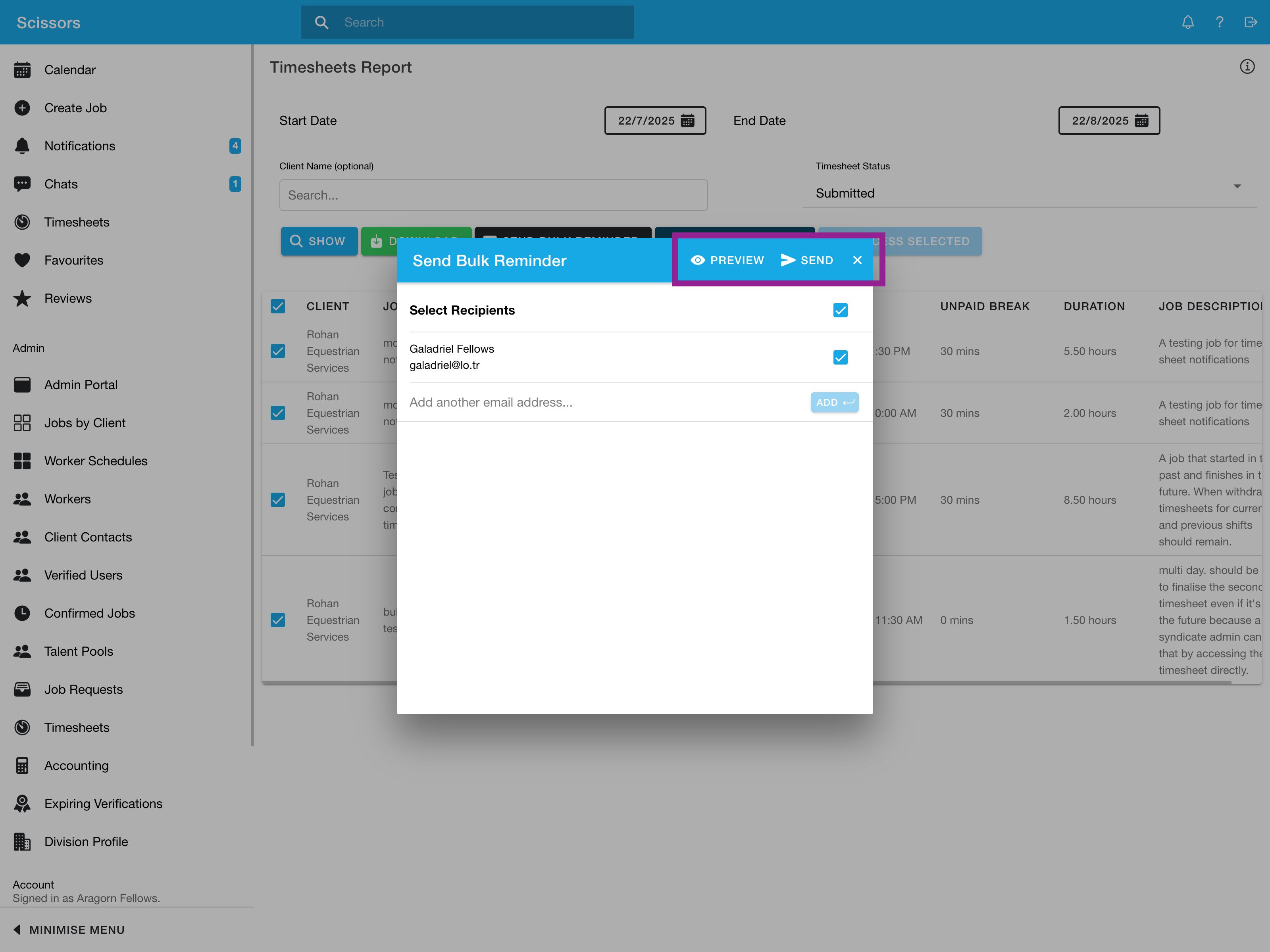Sending timesheet reminders to clients 3 Sending timesheet reminders to clients 3