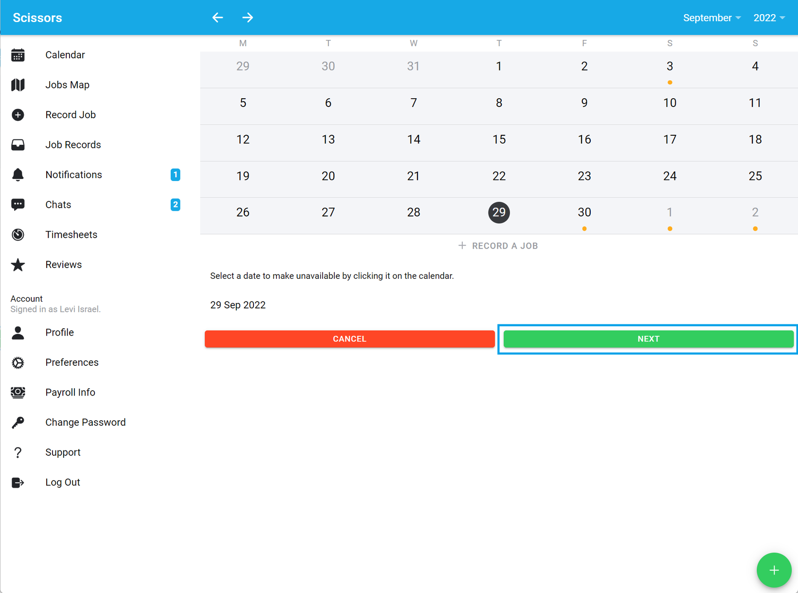 Adding unavailability as a worker 3