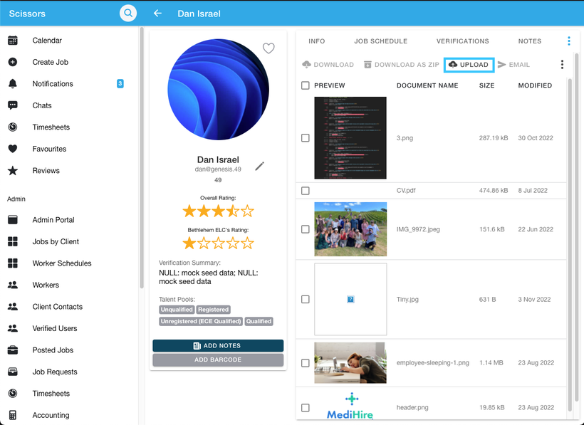 Uploading documents to a worker's profile 5