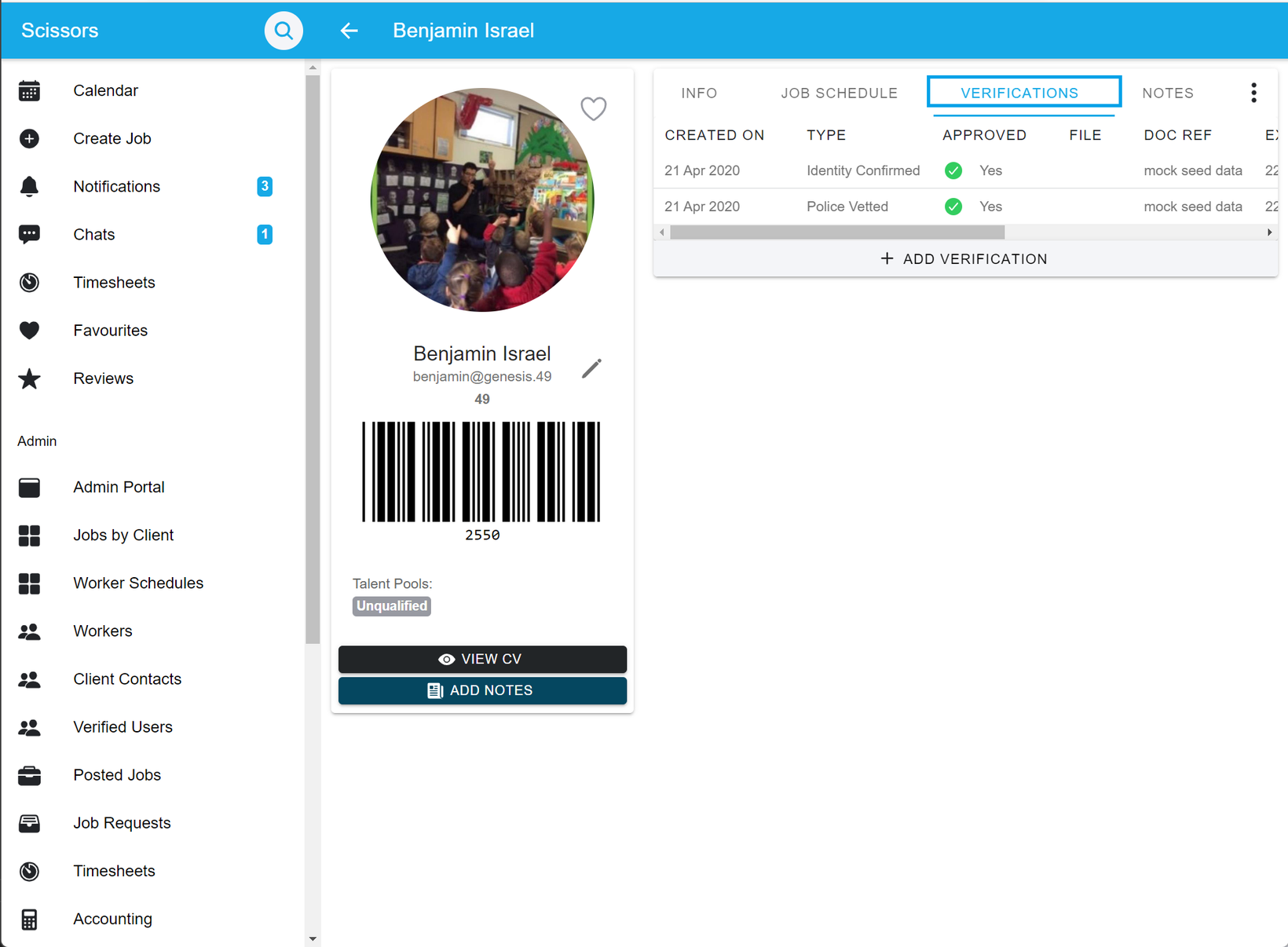Verifying a worker's account 3