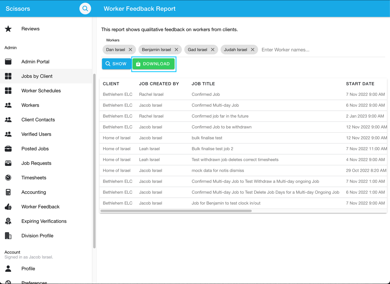 View and download the worker feedback report 3