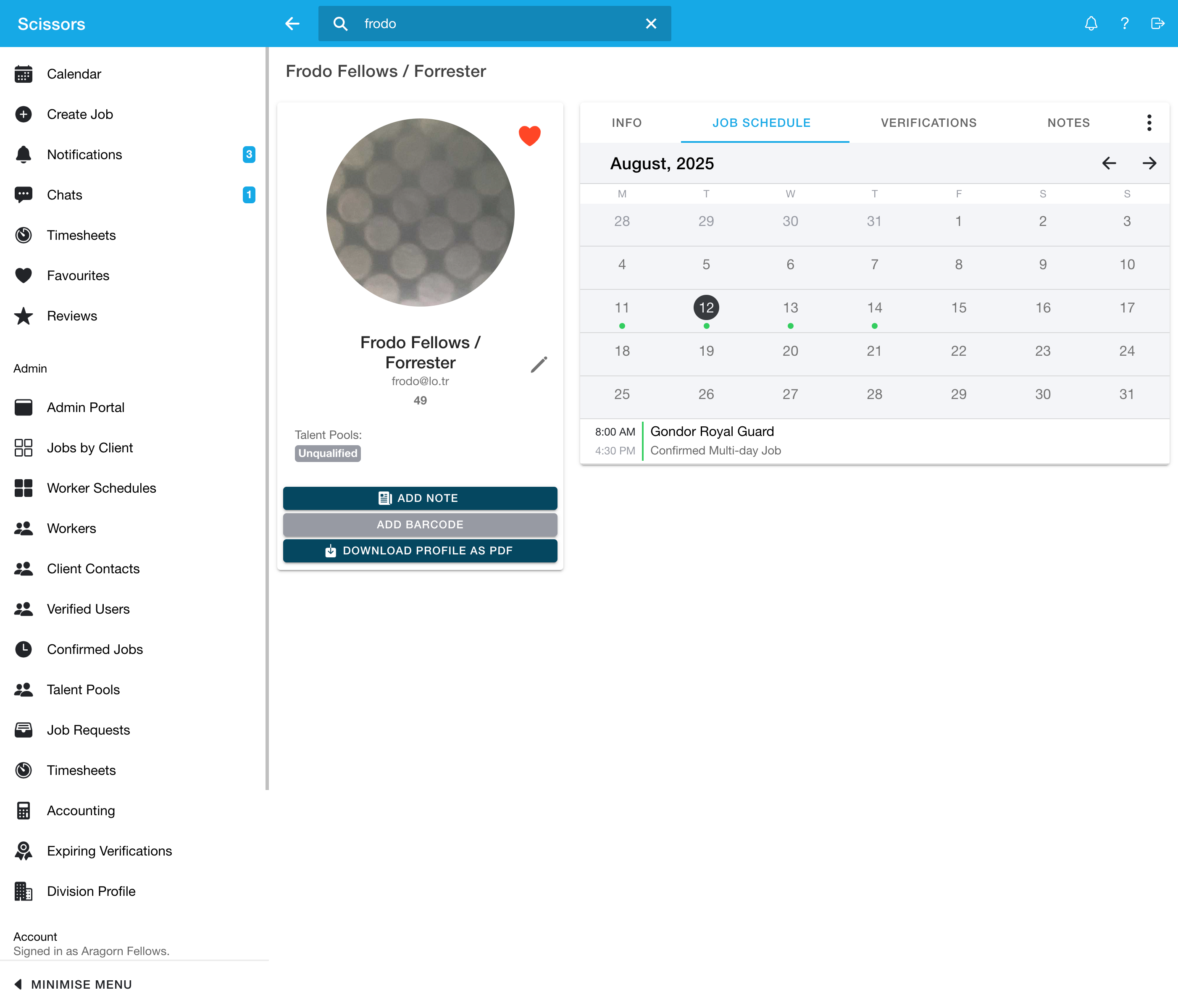 Viewing worker schedules 2